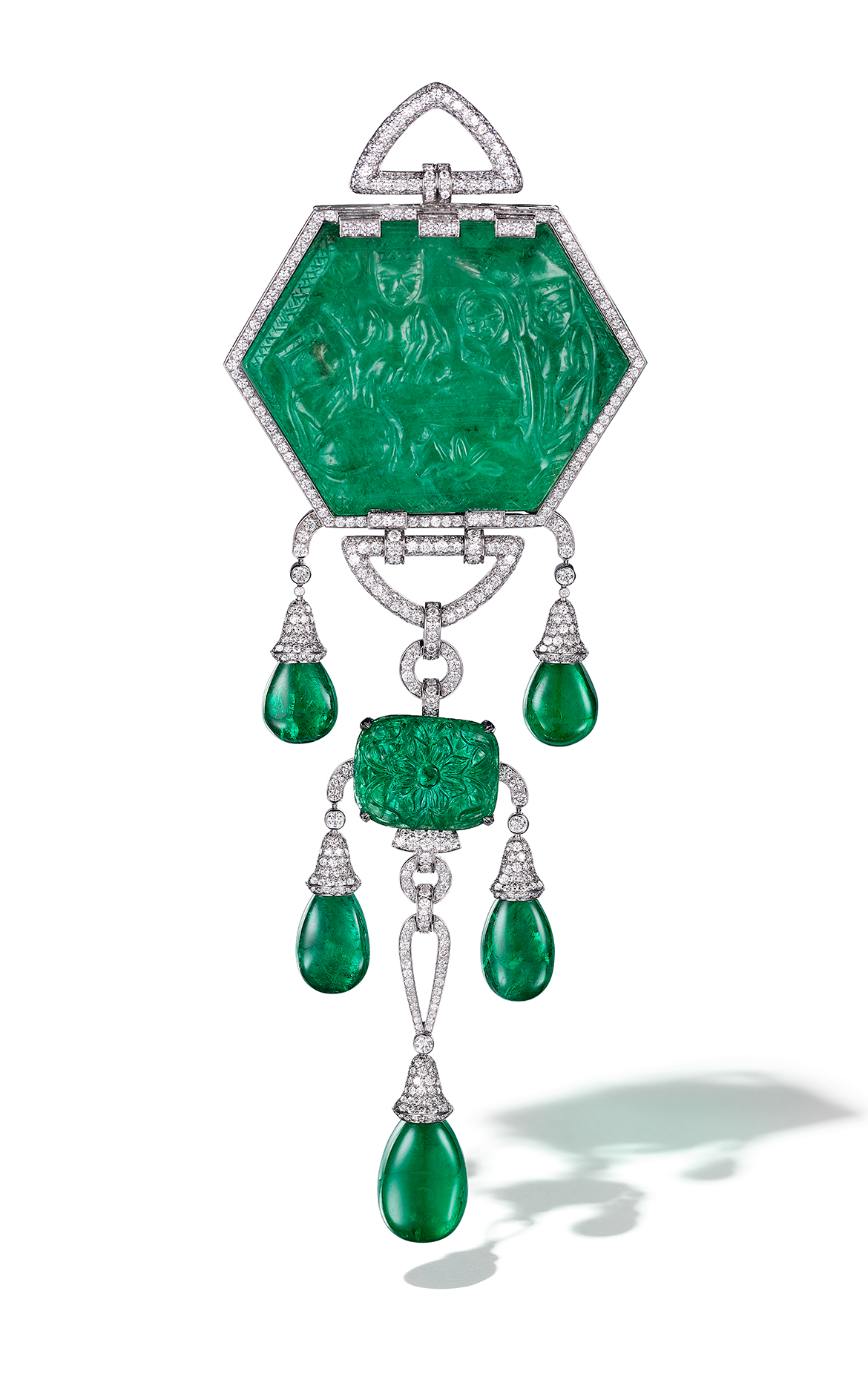 Moghul Emerald Cartier Brooch