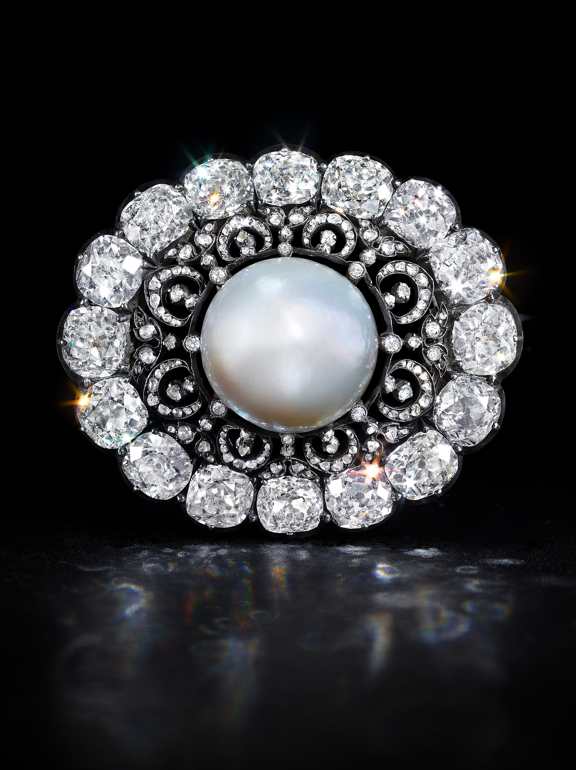 Pearl Diamond Brooch